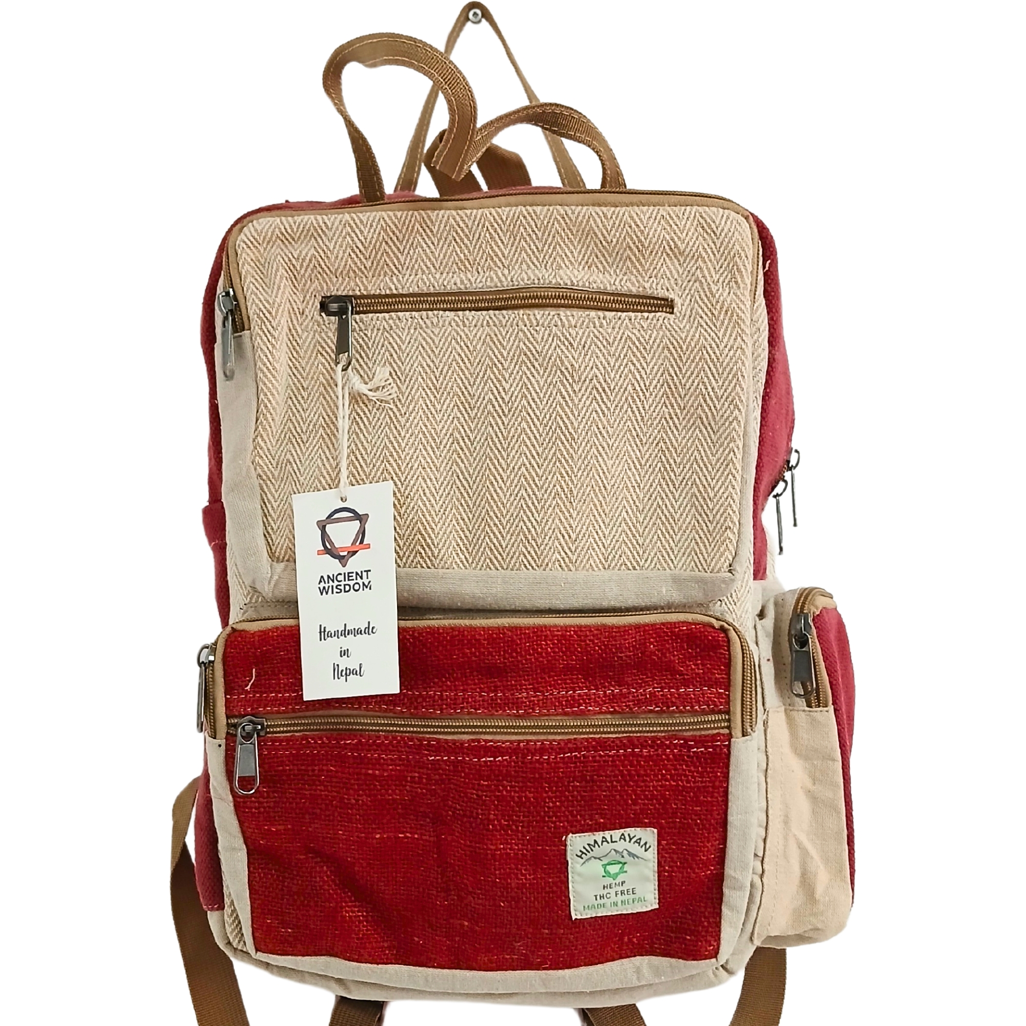 Hemp & Cotton Large Backpack with Compartments 39x27x12cm