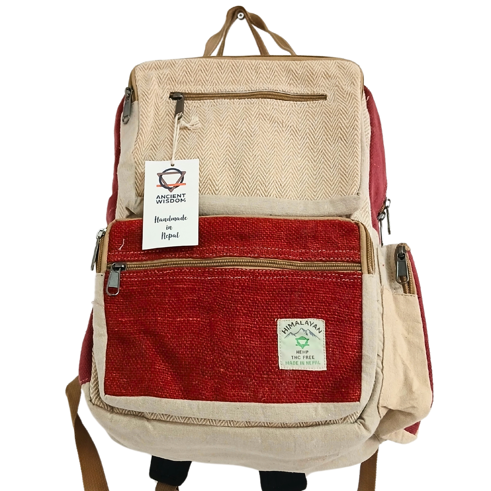 Hemp & Cotton Large Backpack with Compartments 39x27x12cm