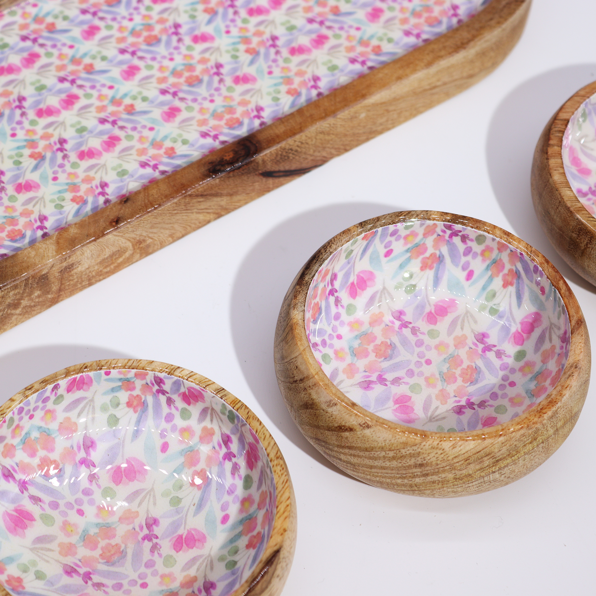 Mango Wood Serving Tray and Bowls Set