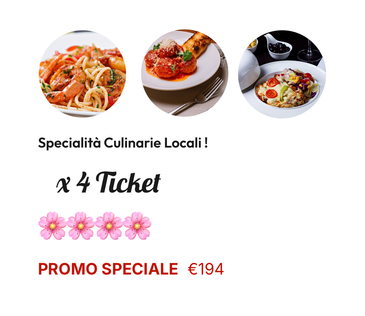 🌸 Pacchetto Weekend con 4 Ticket Ristoro