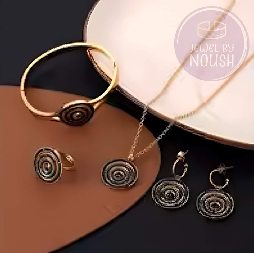 Rhinestone-Accented Gold-Tone Spiral Jewelry Set