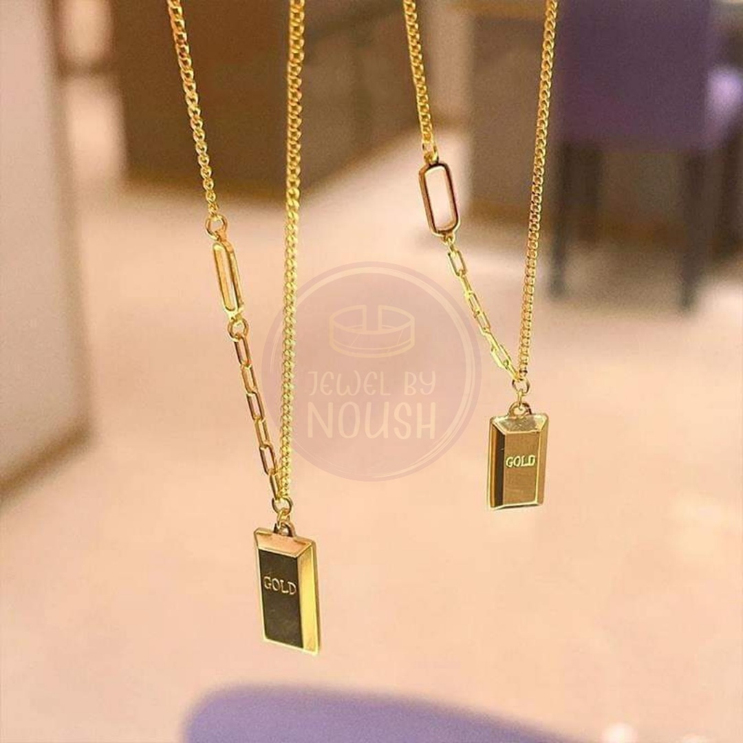 Gold Bar Pendant Necklace