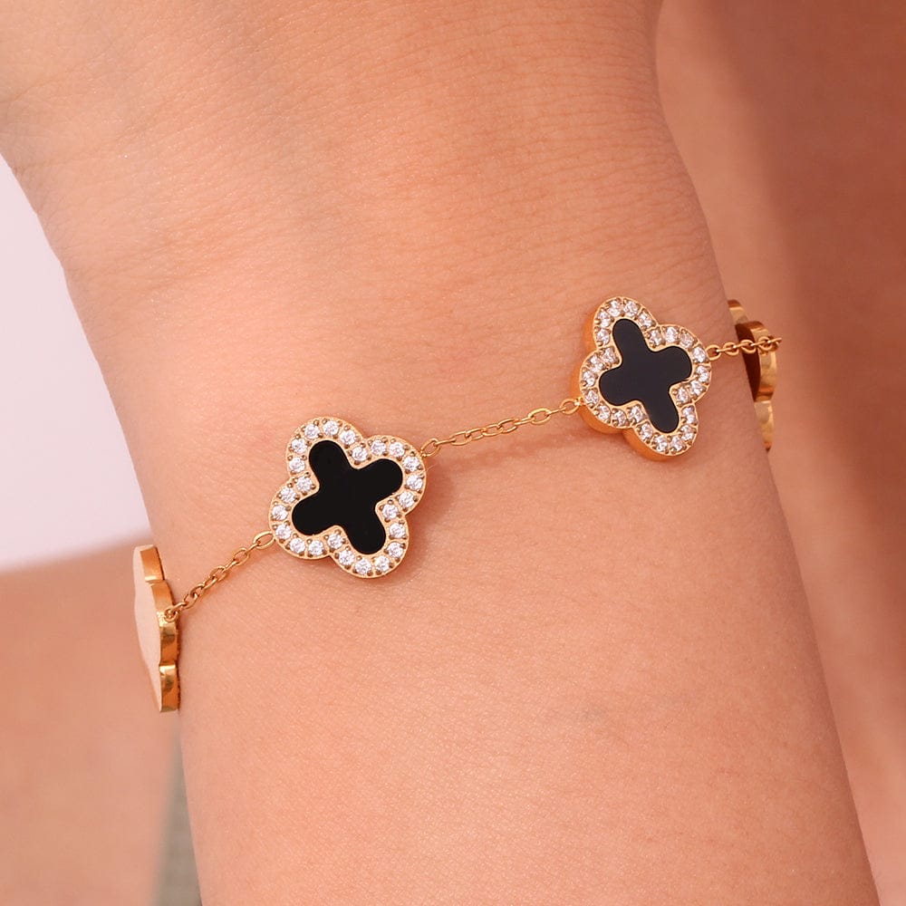 Chic Elegance Clover With Stones Bracelet