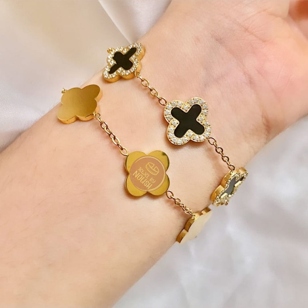 Chic Elegance Clover With Stones Bracelet