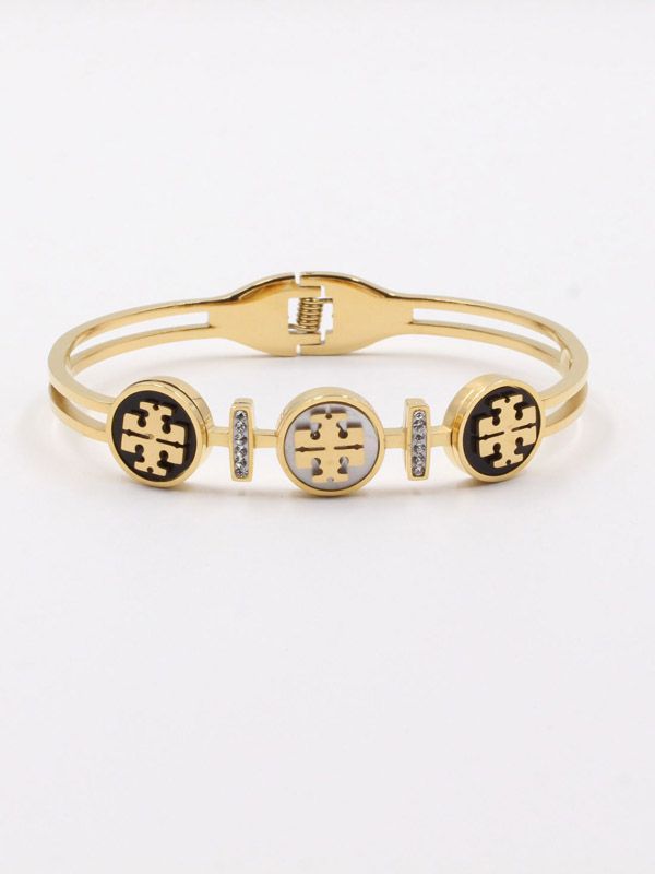 Elegant Gold-Tone Logo Charm Bracelet
