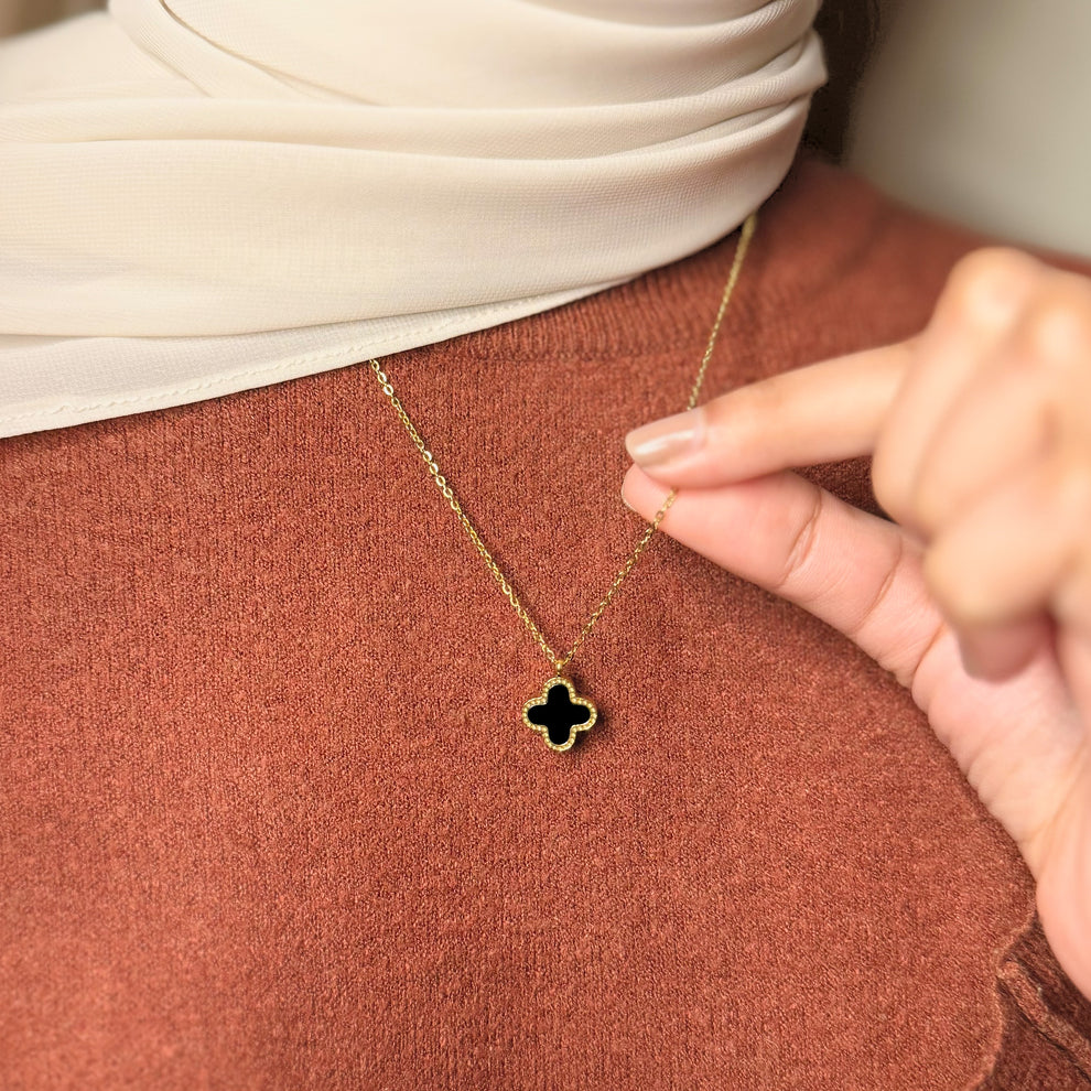 Dual-Tone Clover Elegance Pendant Necklace