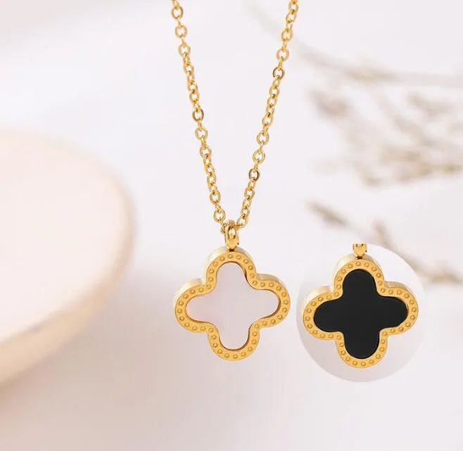 Dual-Tone Clover Elegance Pendant Necklace