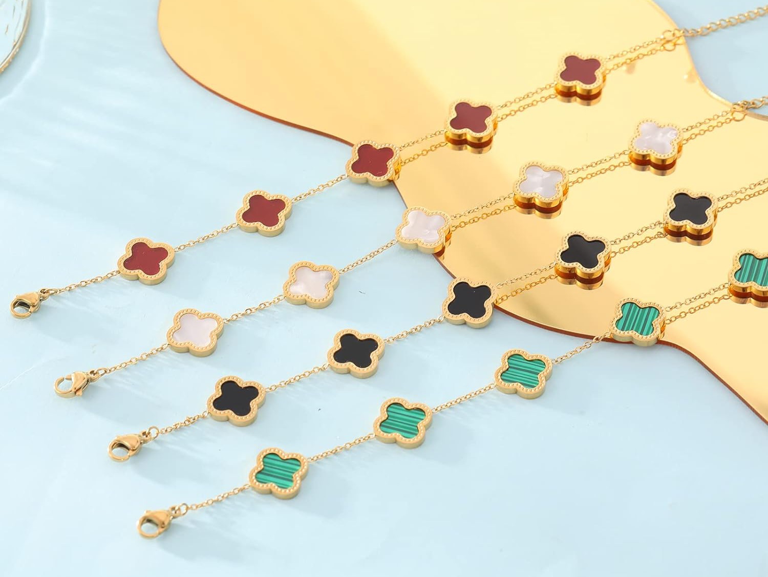 18k Gold Plated Four Leaf Clover Bracelets