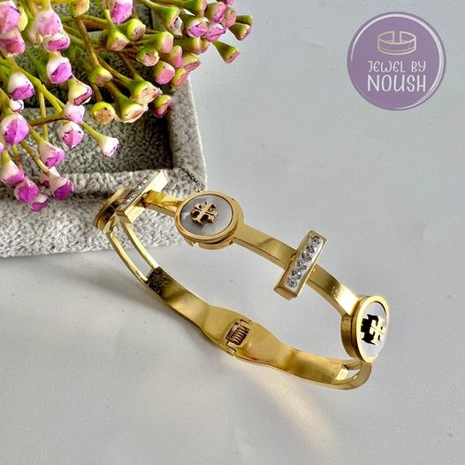 Elegant Gold-Tone Logo Charm Bracelet