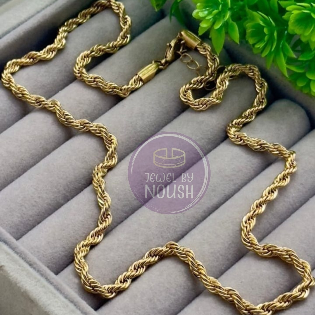 Elegant Twisted Gold Rope Chain Necklace (Unisex)
