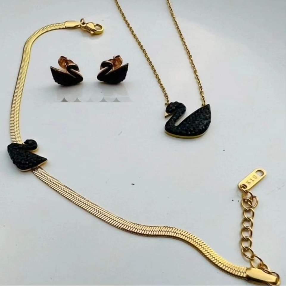 Swan-Duck Elegance Set with Snake Bracelet