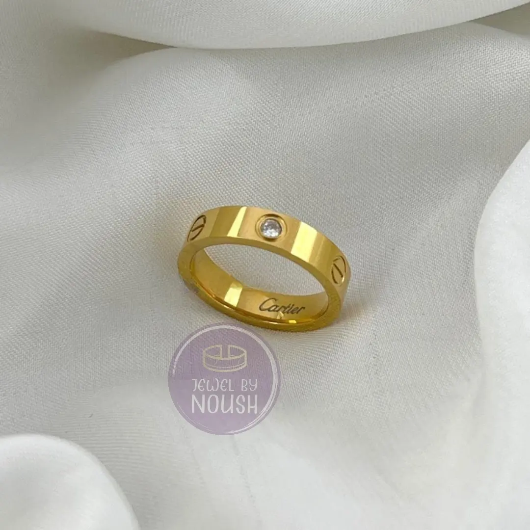 Cartier Inspired Diamond Screw Motif Gold Rings
