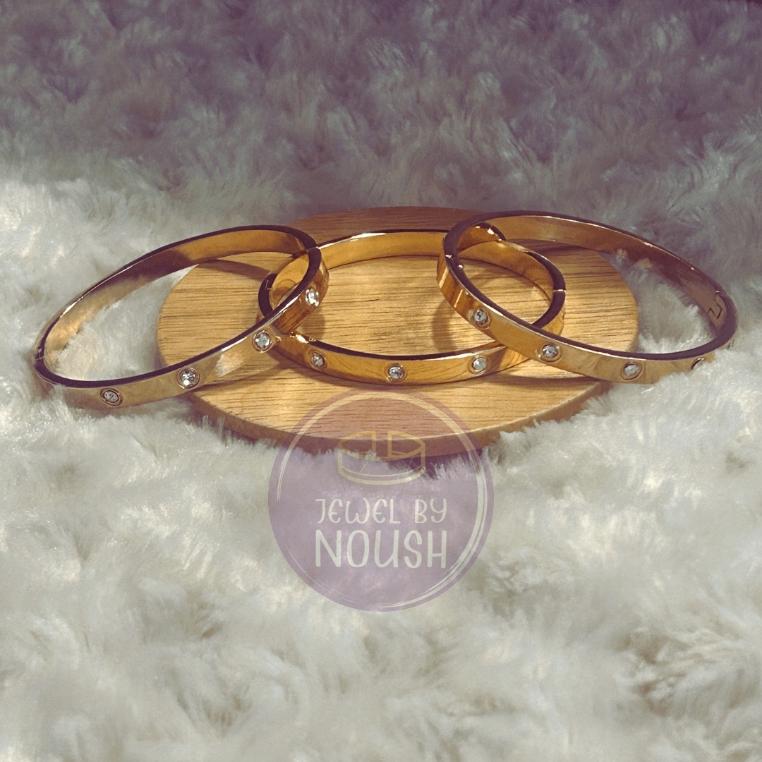 Crystal Elegance Gold Bangle with Full Stones