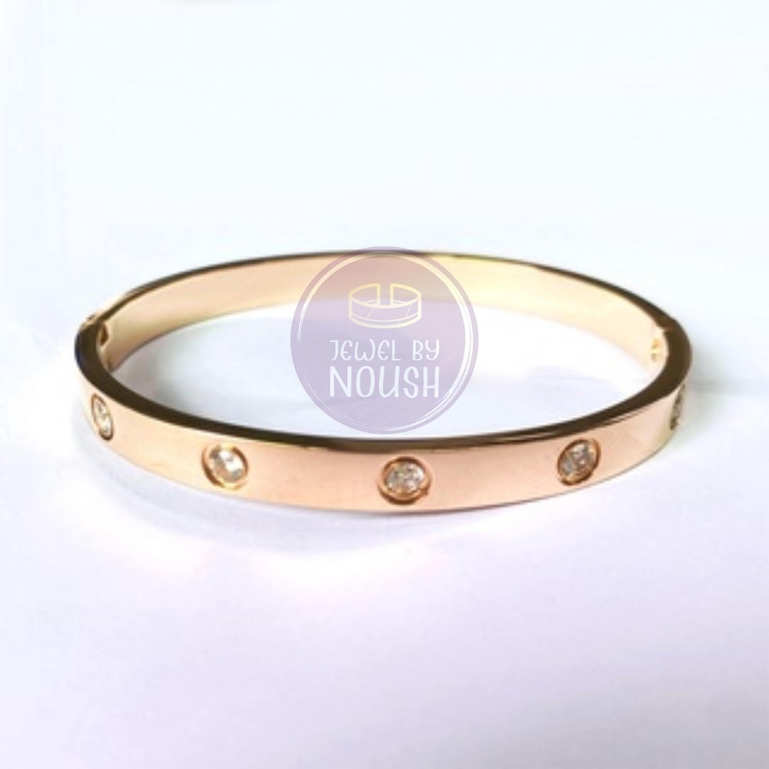 Crystal Elegance Gold Bangle with Full Stones