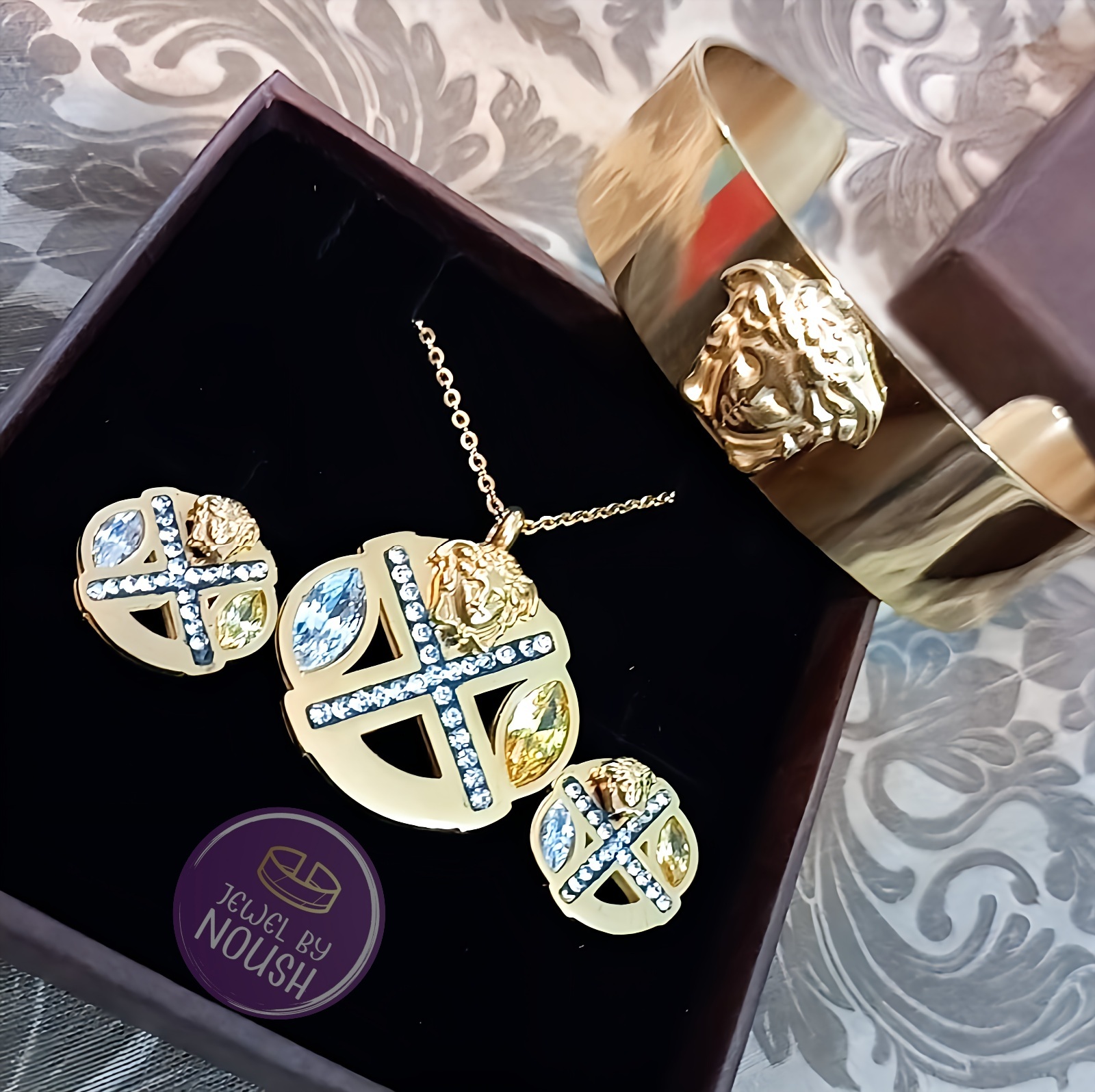 Divine Medusa Cross Jewelry Set 