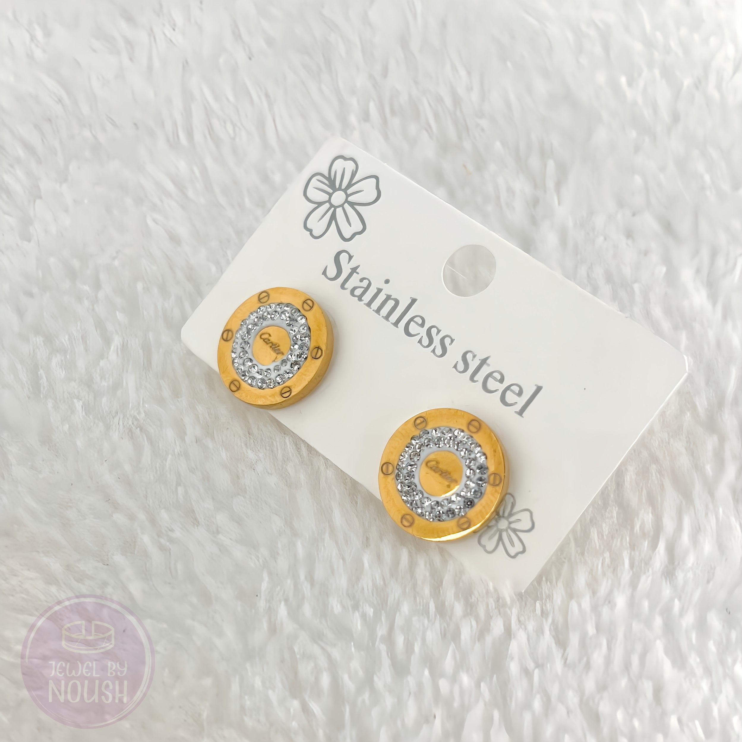 Cartier Inspired - Stainless Steel Gemstone Studs