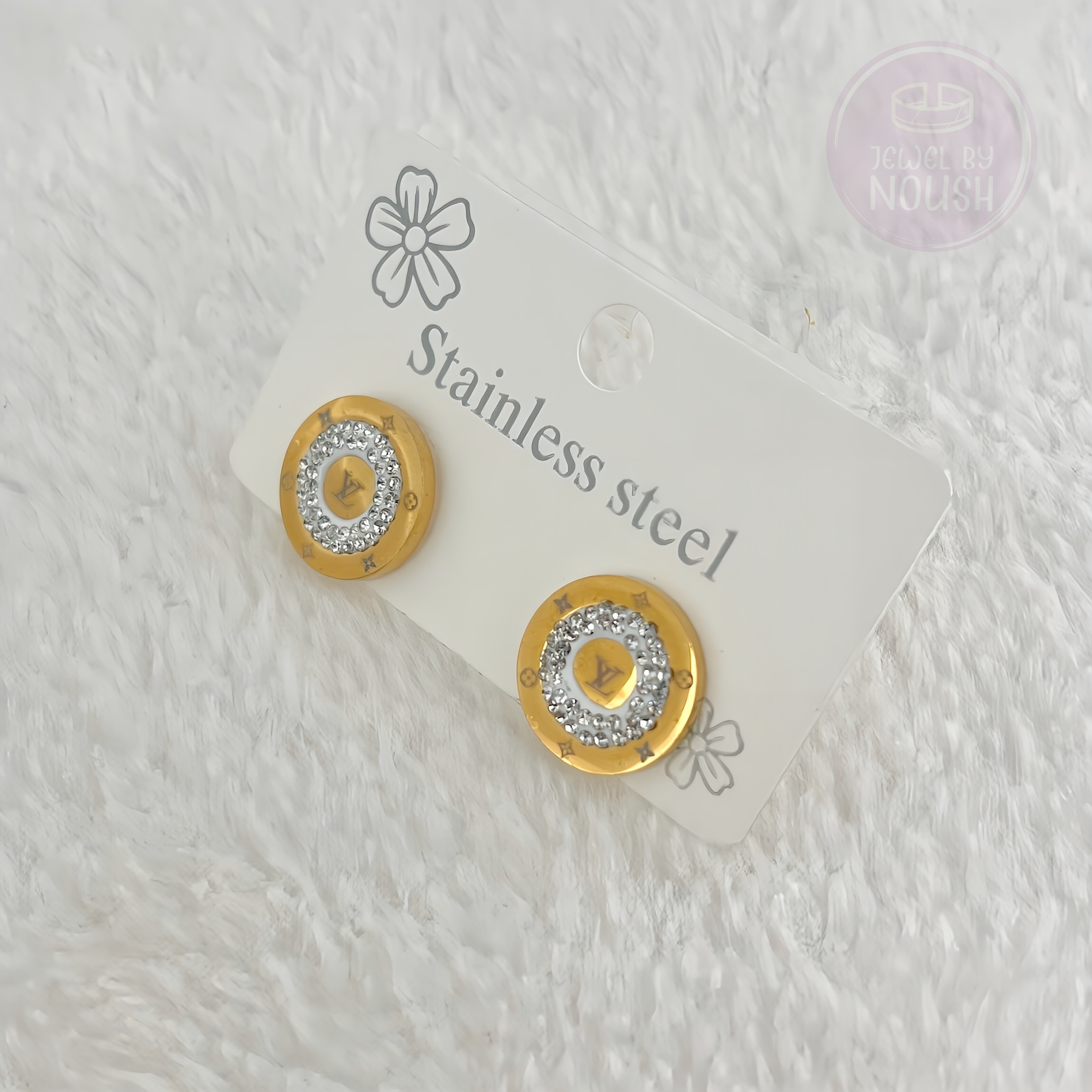 LV Inspired - Stainless Steel Gemstone Studs