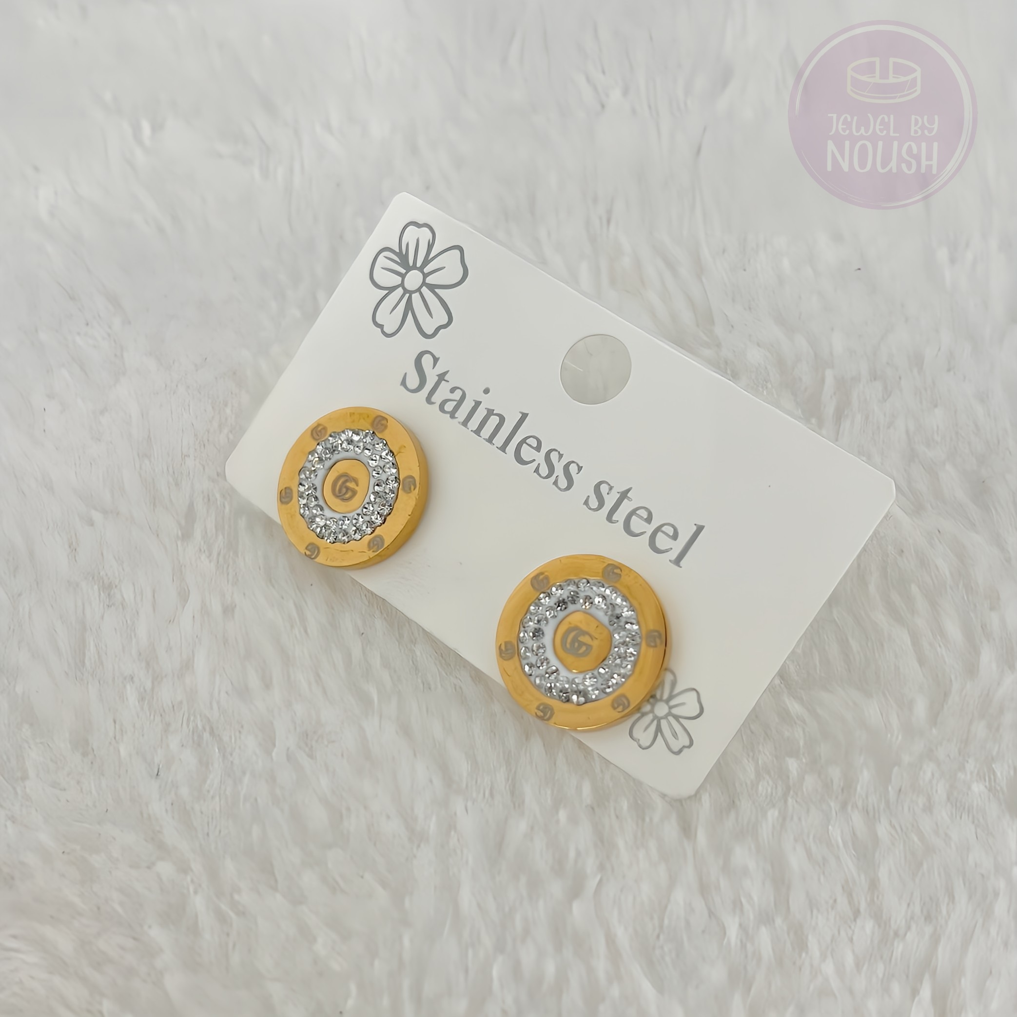 Gucci Inspired - Stainless Steel Gemstone Studs