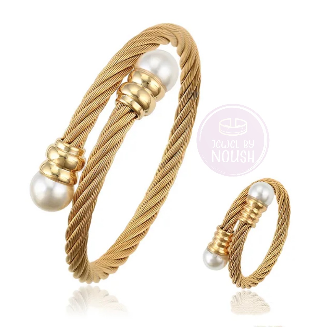 “Pearl Harmony” Bracelet and Ring Set
