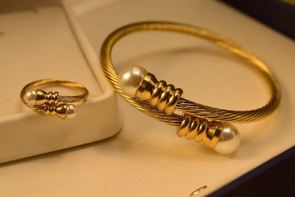 “Pearl Harmony” Bracelet and Ring Set