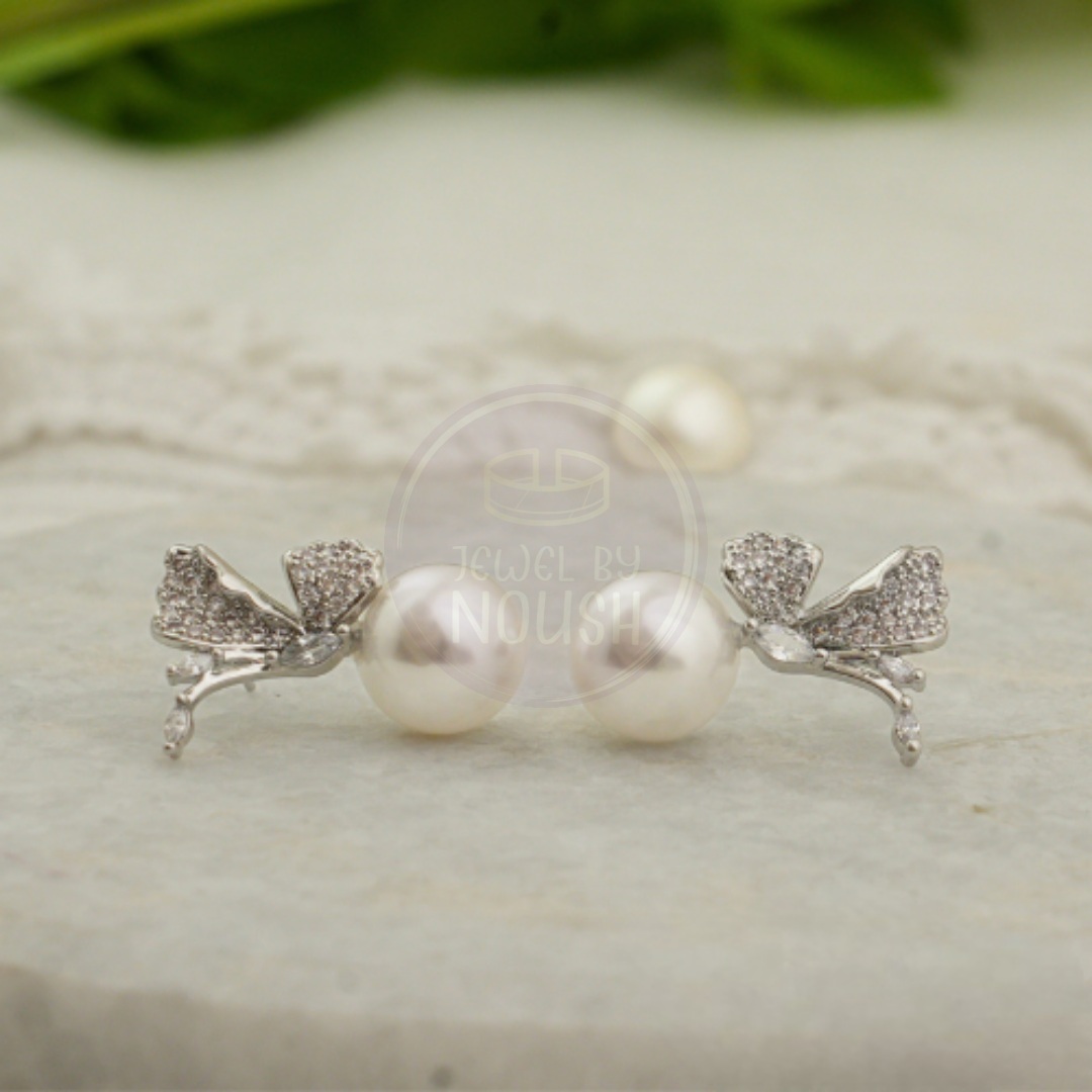 Butterfly Crystal & Pearl Earrings