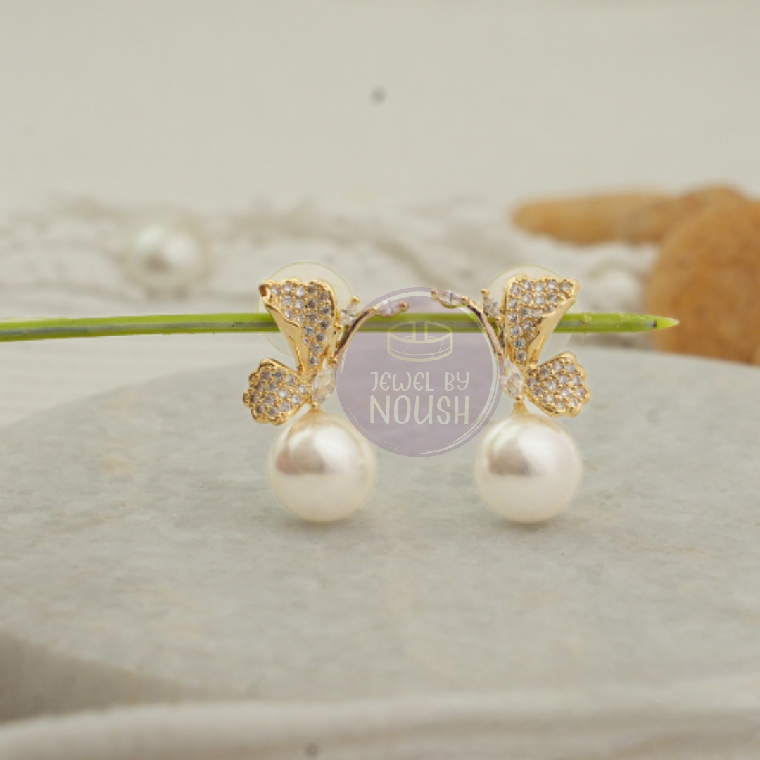 Butterfly Crystal & Pearl Earrings