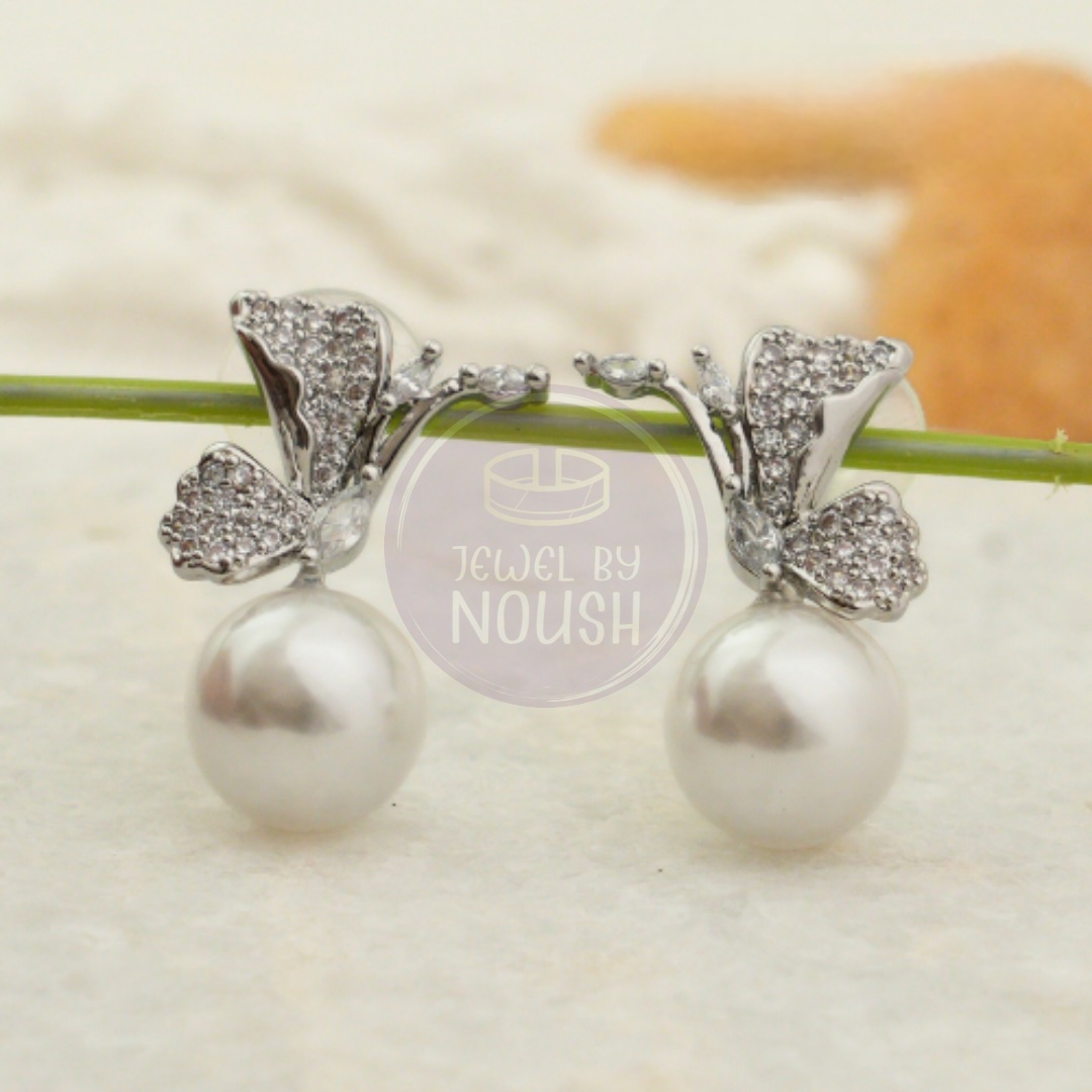 Butterfly Crystal & Pearl Earrings