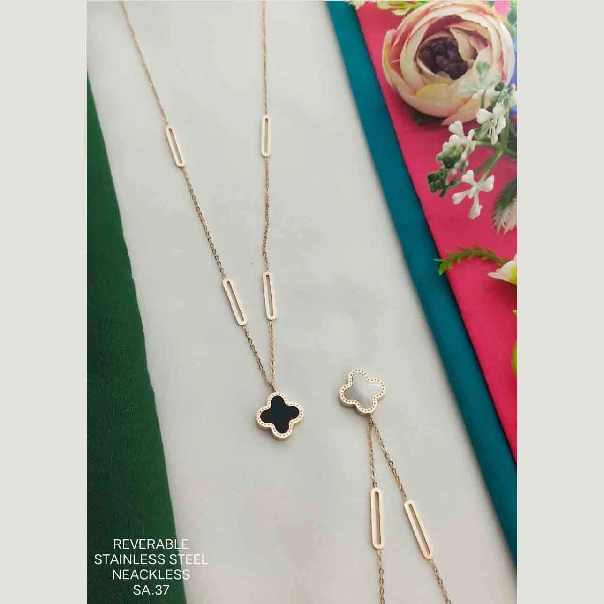 Reversible Clover Charm Necklace