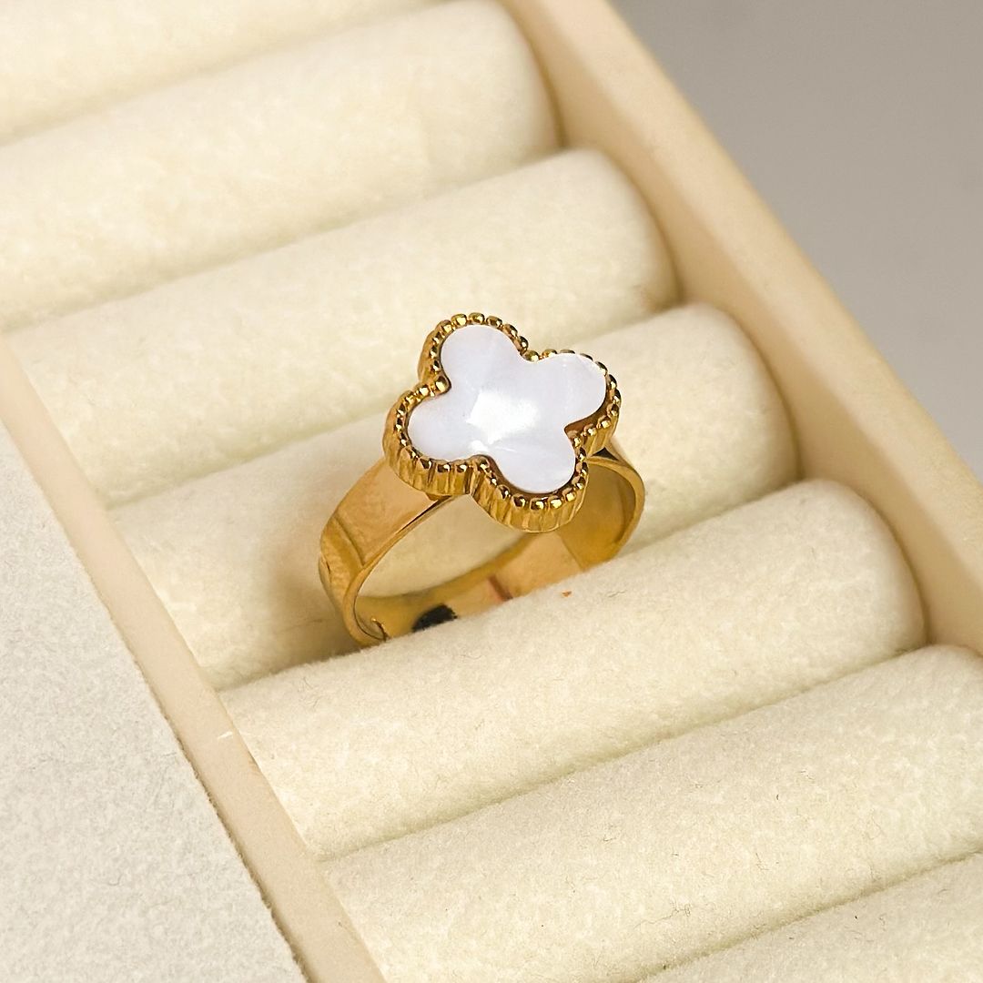 Colorful Clover Stone Ring Adjustable Size
