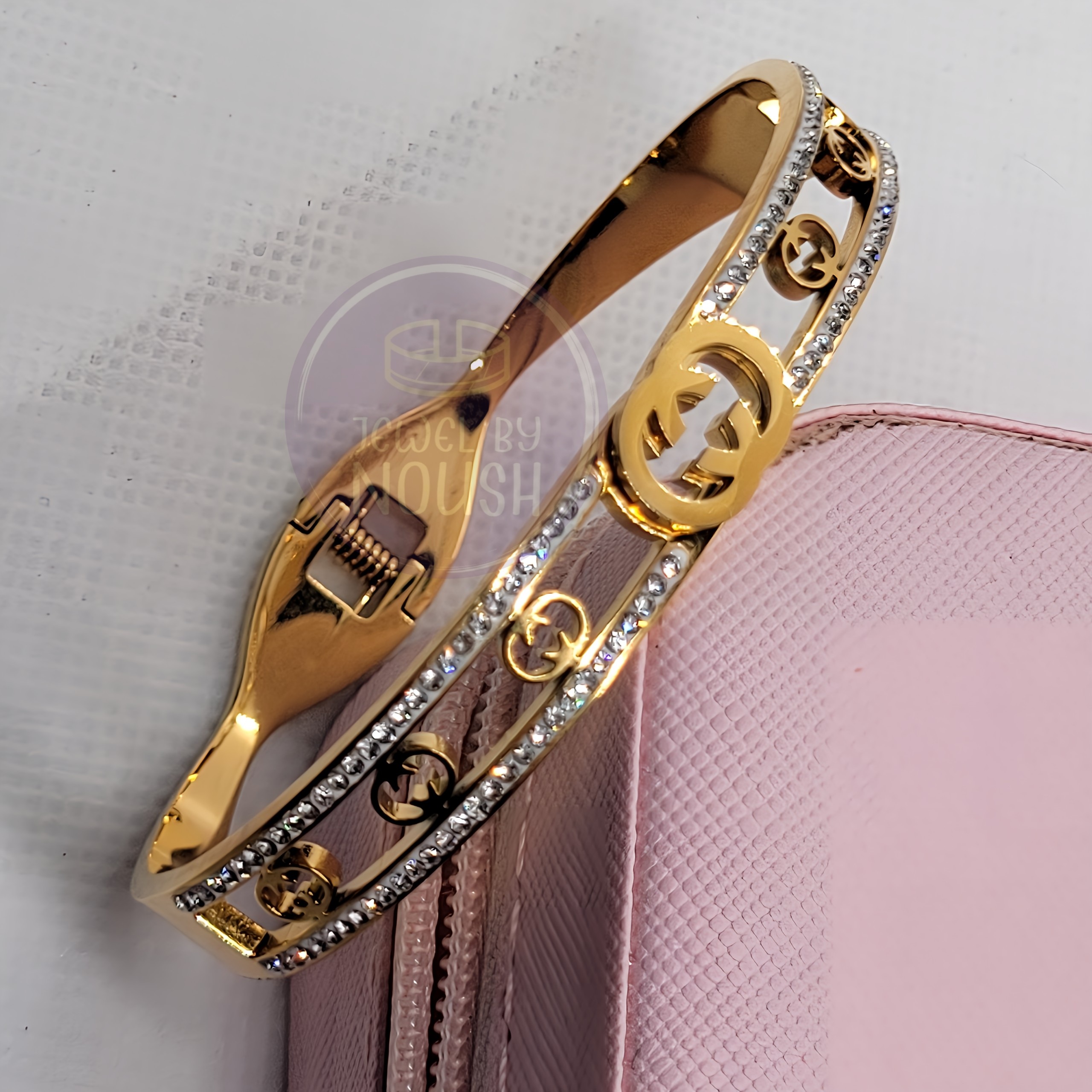 Gucci-Inspired Crystal Logo Bracelet