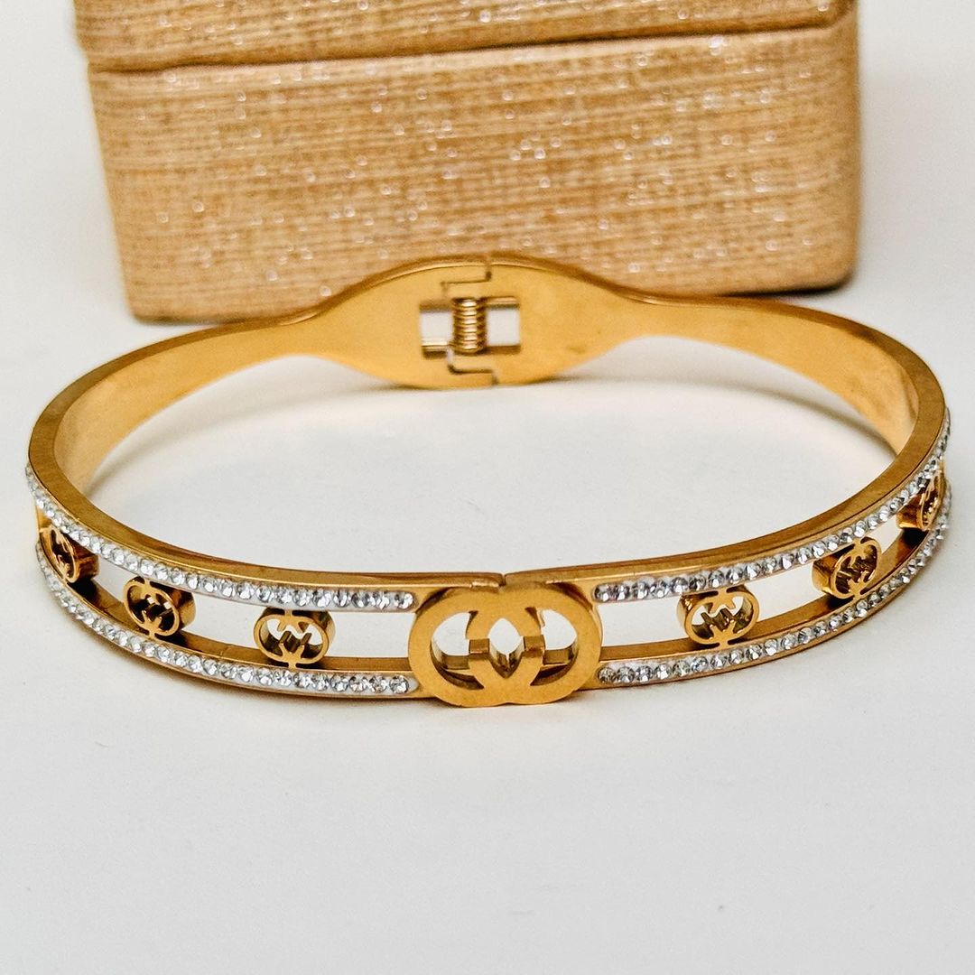 Gucci-Inspired Crystal Logo Bracelet
