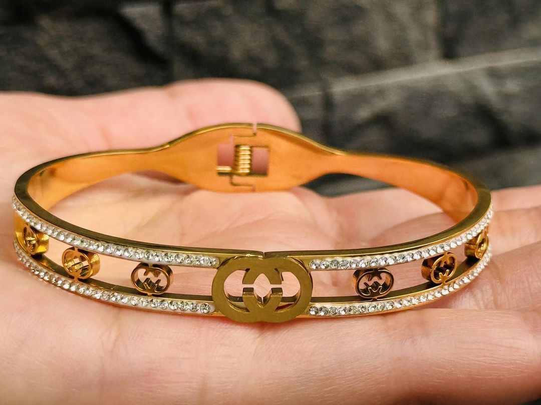 Gucci-Inspired Crystal Logo Bracelet