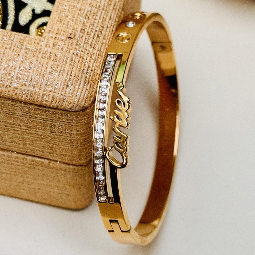 Cartier-Inspired Love Bracelet with Gemstone Elegance