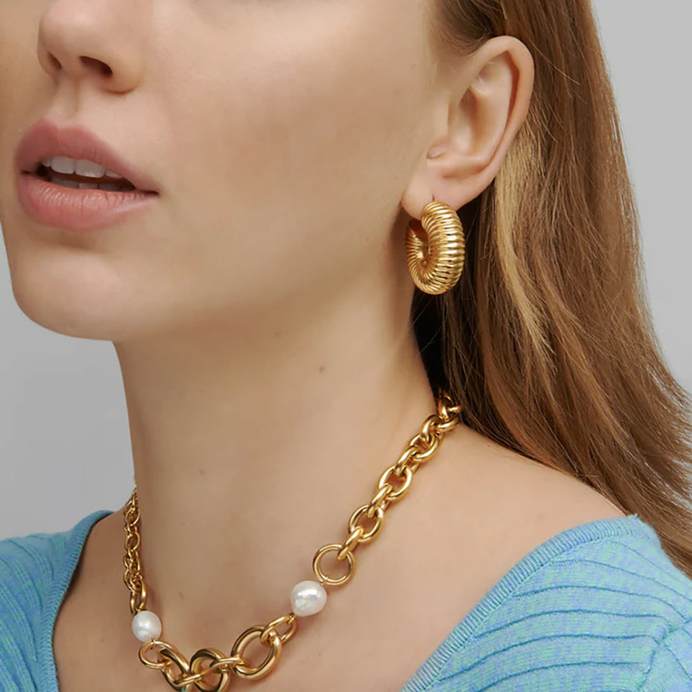 Gold-Toned Spiral Hoop Earrings