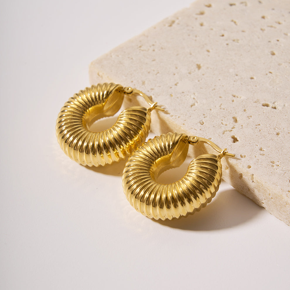 Gold-Toned Spiral Hoop Earrings