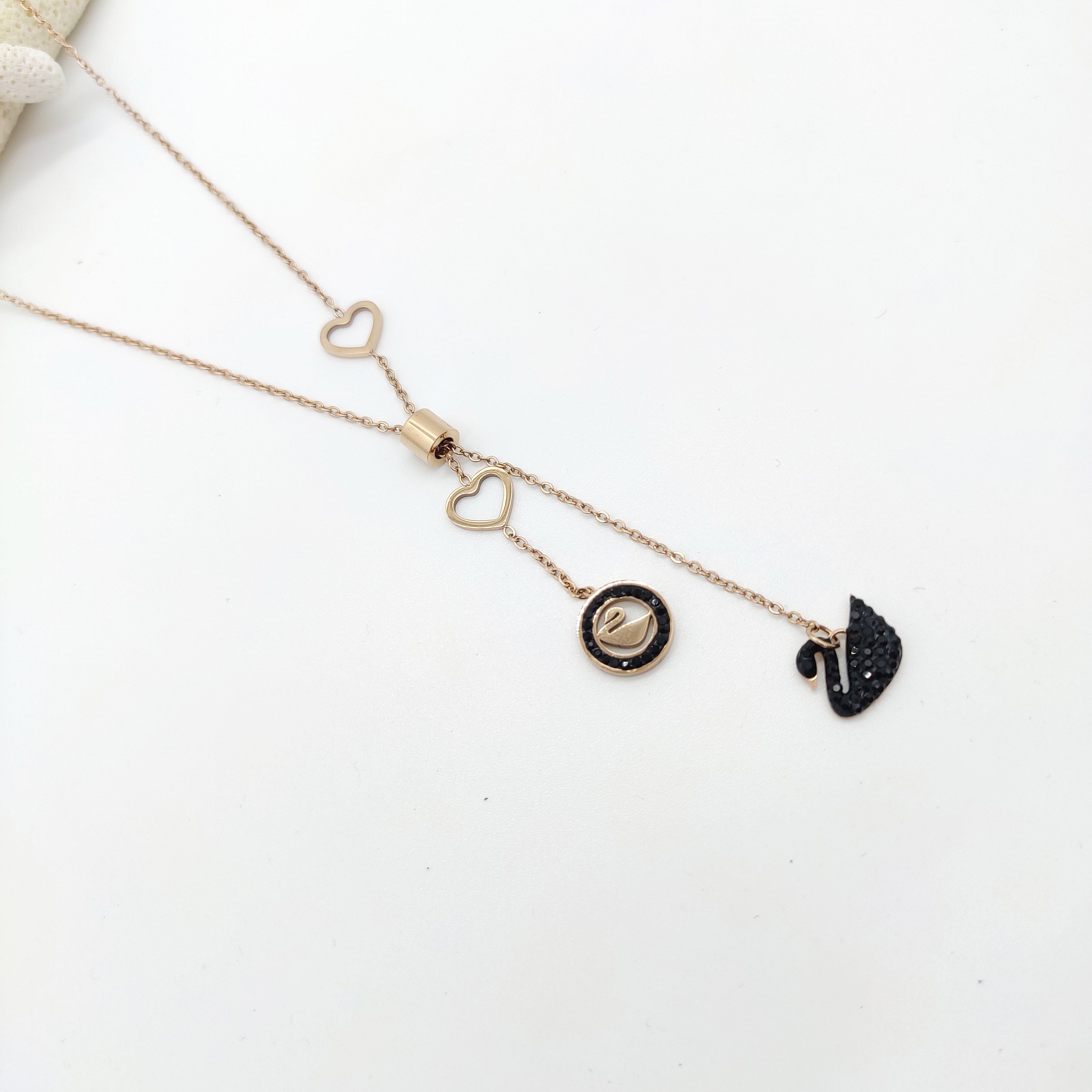 Triple Charm Rose Gold Duck Pendant
