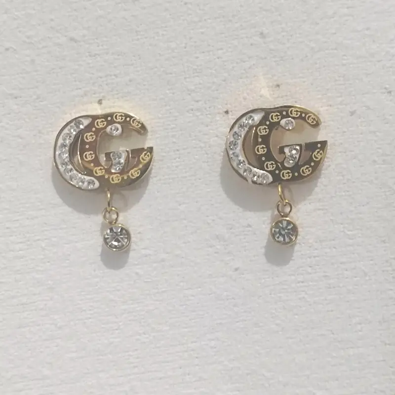 Gucci Inspired Crystal-Embellished Double G Logo Earrings