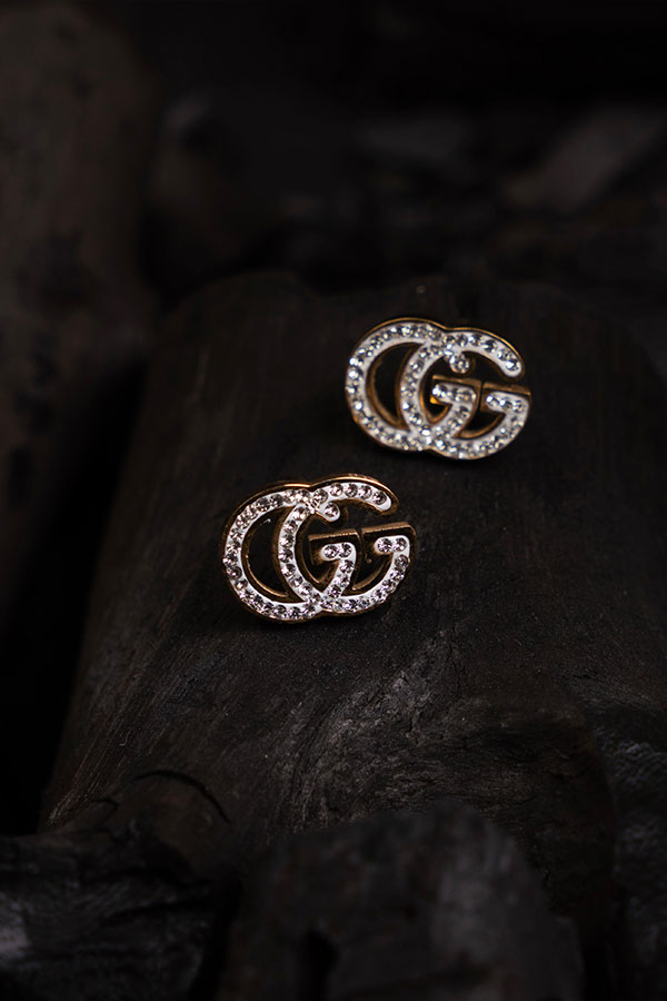  Gucci Inspired Double G Crystal Studs