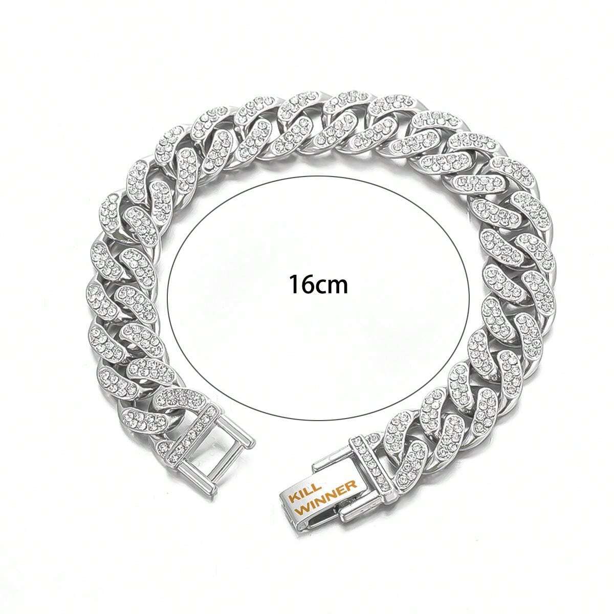Unisex Chain-Link Bracelet with Stones