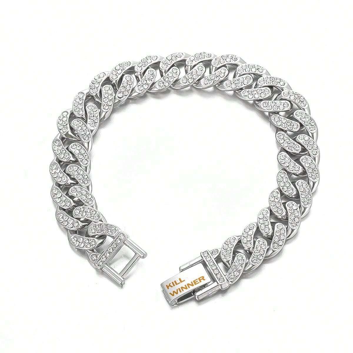 Unisex Chain-Link Bracelet with Stones