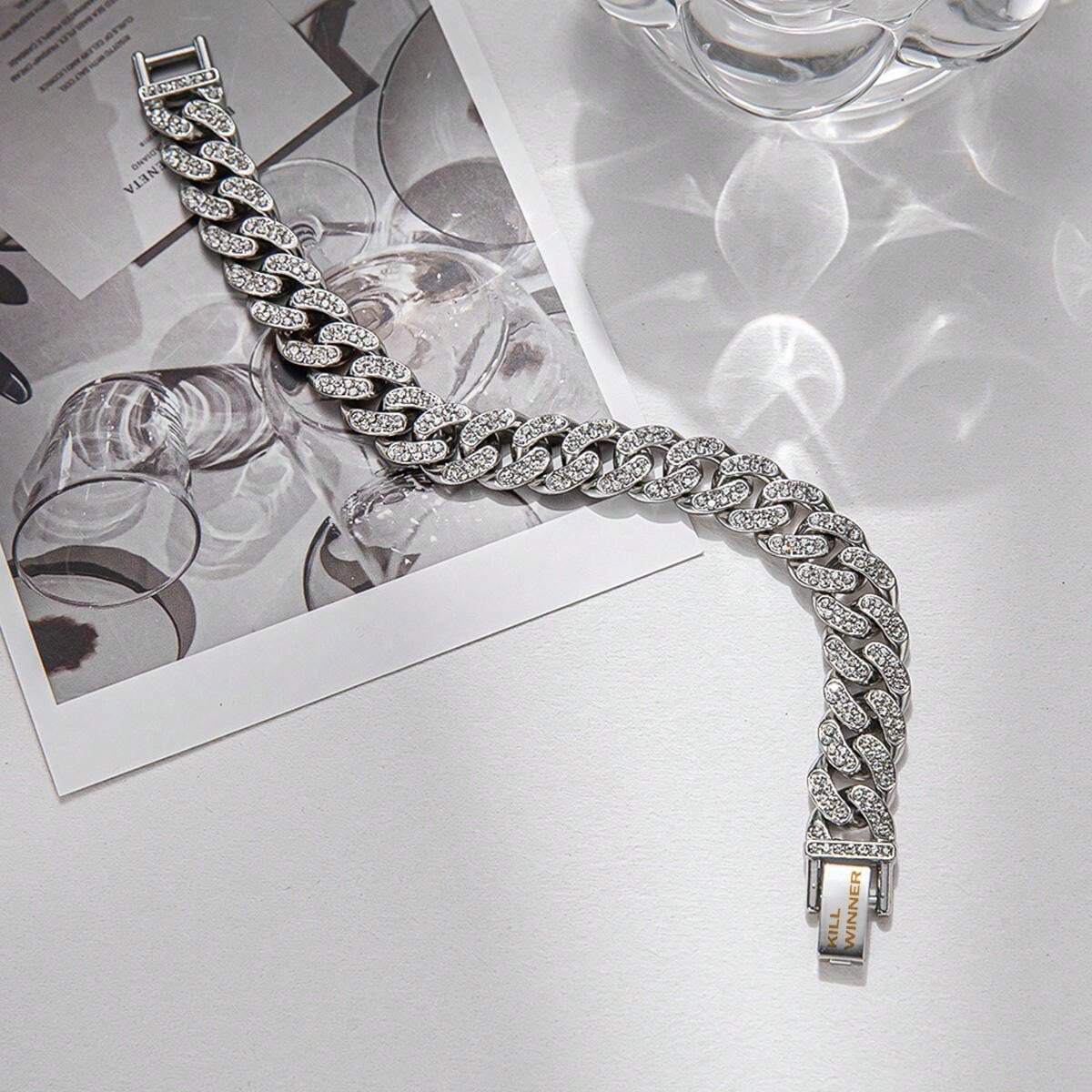 Unisex Chain-Link Bracelet with Stones