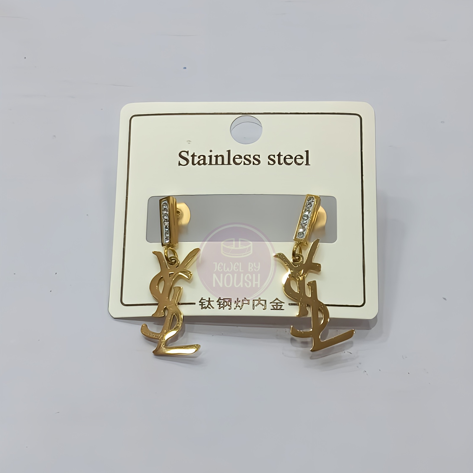 YSL Logo Crystal-Embellished Earrings