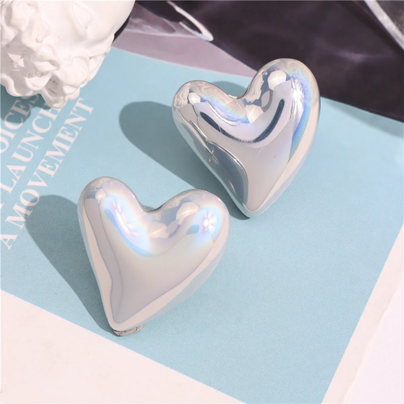  Glossy Silver Heart Earrings