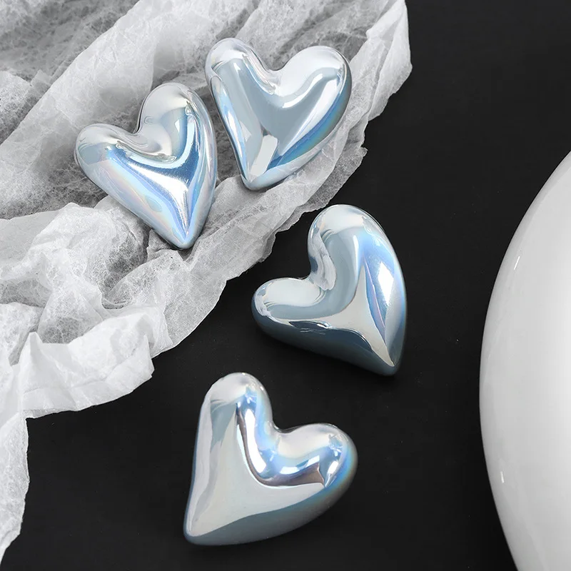  Glossy Silver Heart Earrings