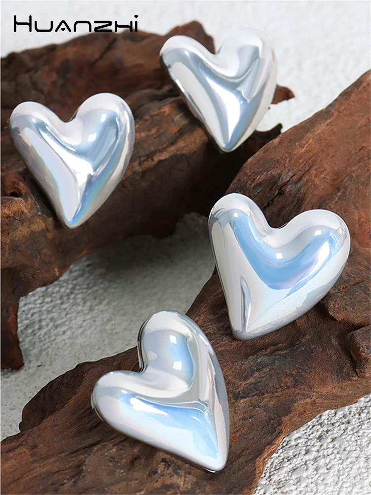  Glossy Silver Heart Earrings