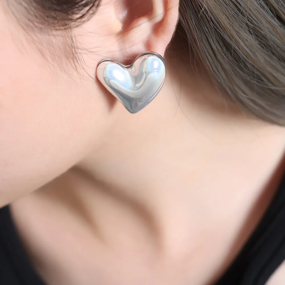 Glossy Silver Heart Earrings