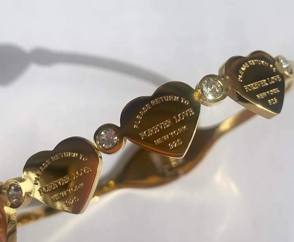 Engraved Heart Charm Bracelet with Gemstones