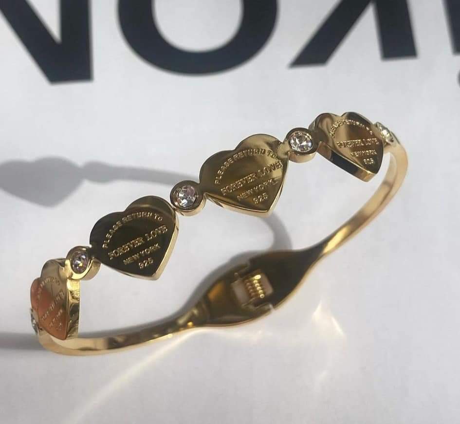 Engraved Heart Charm Bracelet with Gemstones