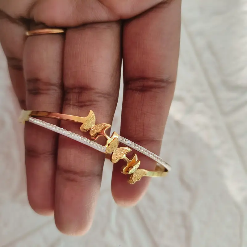Butterfly-Inspired Stainless Steel Bracelet