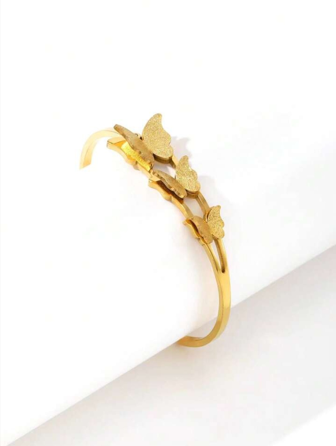 Triple Butterfly Gold-Toned Bracelet